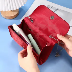Elegant red evening bag women clutch luxury crossbody shoulder bag with chain strap details