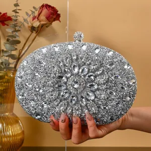 Luxury Rhinestone Evening Bag For Women Elegant Chain Clutch Purse Designer Sparkly Prom Banquet Handbag