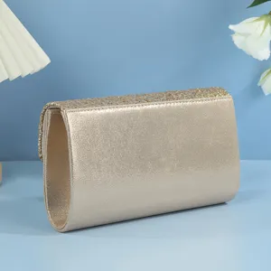 Borsa da sera scintillante dorata dettaglio, elegante borsa a tracolla per feste