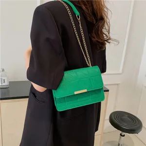 Bolso cruzado de fieltro verde con cadena para mujer, elegante bolso de verano de moda.