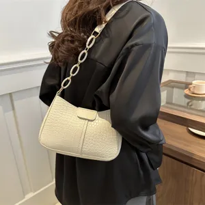 Chic borsa a spalla bianca stampa coccodrillo elegante borsa donna per tutti i giorni