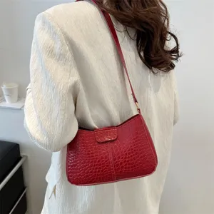 Borsa a tracolla ascellare con stampa coccodrillo rossa moda minimalista pelle PU borsa chic casual