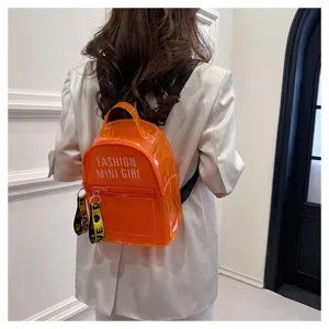 Mochila pequeña naranja transparente bolso jelly casual mochila impermeable elegante para mujeres
