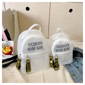 Mochila transparente de gelatina PVC claro bolsa escolar mochila casual mujeres