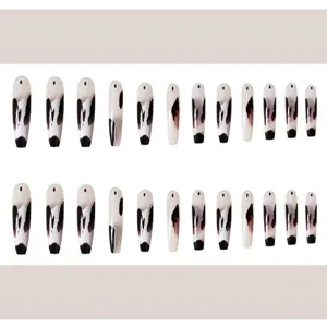 24 Pzas uñas postizas estampado de vaca, estilo dulce y cool para manicura fácil.