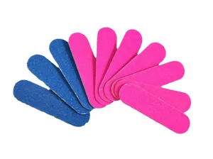 Mini double-sided nail files and buffers set, colorful manicure tools for professional nail art care.