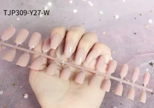 Uñas postizas de bailarina largas sin pintar tira de detalles para manicura DIY perfecta.