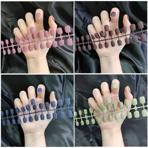 Matte Gematteerde Korte Ronde Press On Nagels Effen Kleur Nepnagels Volledige Dekking Nagelpatches Kunstmatige Nail Art Tips