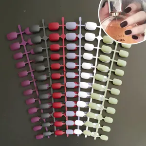 Mat korte ronde neppe nagels kunstmatige nageltips kleurrijke manicure set diverse