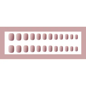 Mat korte ronde neppe nagels set, effen kleur draagbare nail art patches voor vrouwen.