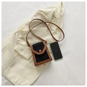 Mini sac bandoulière rétro colorblock pour femmes, sac de téléphone et sac à épaule élégant.
