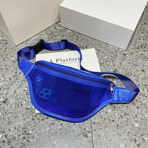 Transparent blue chest bag women solid color waterproof beach waist bag casual crossbody bag