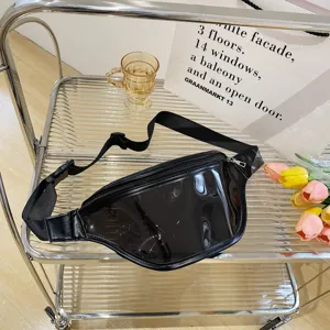 Clear chest bag for women transparent fanny pack stylish waterproof crossbody bag stylish black trim