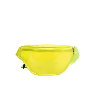Neon yellow transparent fanny pack waterproof clear waist bag for women main view