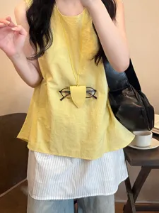 Leather glasses holder necklace dopamine style chic yellow magnetic eyewear clip accessory