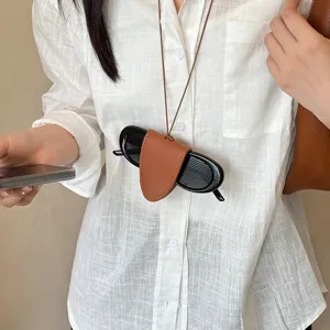 Collier géométrique suspendu en cuir pour lunettes mode chaîne clavicule style minimaliste