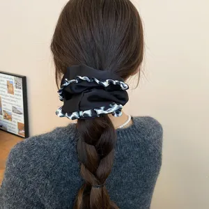Coletero de pelo plisado con estampado de leopardo retro elegante accesorio para el pelo de mujer
