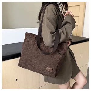 Bolso tote de pana elegante para mujer, bolso de hombro de gran capacidad para trabajo y escuela.