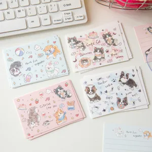 Schattige aquarel kat en hond wenskaarten set voor afstudeerberichten en fotowand decoratie.