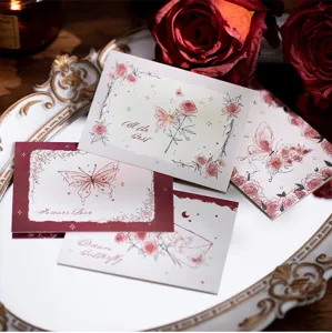 Butterfly rose greeting cards aesthetic decorative stationery message cards for floral gift packing