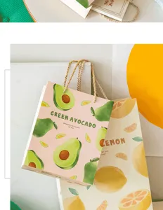 Fruit illustration gift bag fresh sweet handbag paper packaging for birthday gift