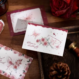 Vintage butterfly and rose greeting cards set for message writing, wall decor, and gifts.