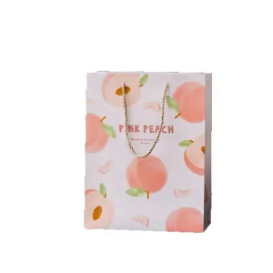 Watercolor peach paper gift bag sweet fresh style birthday present packaging bag