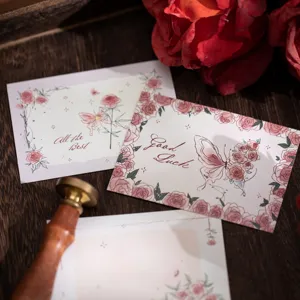 Butterfly and rose greeting cards pack, handwritten blessing message cards for graduation.