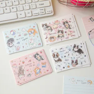 Schattige cartoon dier wenskaarten kantoorbenodigdheden set esthetische mini decoratie