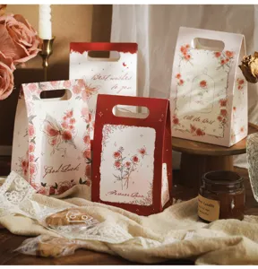 Vintage rose butterfly paper gift box candy tote storage box for birthday party kids gifts