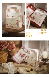 Exquisite details of the butterfly and rose paper candy box, vintage style gift packaging.