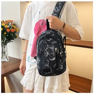 2024 Carina Borsa a Tracolla con Stampa Orsetto Moda Leggera Studente Petto Viaggio