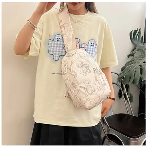 Borsa a tracolla con stampa orsetto carino, pratica borsa petto leggera per le donne.
