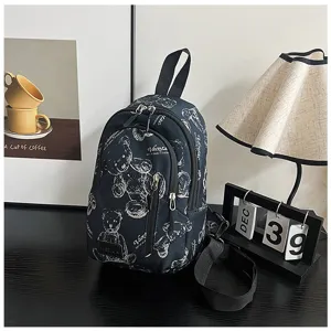 Borsa a tracolla con stampa orsetto carina, leggera ed elegante per il viaggio quotidiano.