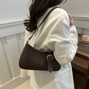 Γυναικείο Μοντέ S Tsanta Mascellis apo Derma PU Minimalist Monochromo Shoulder Bag Casual Handbag Me Metalliko Koumpi
