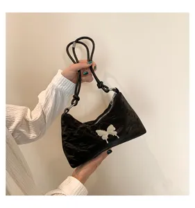 Sac à épaule papillon unicolore style coréen sac à aisselle chic pour femme tendance