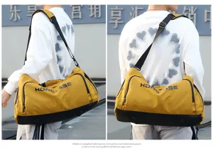 Large capacity travel duffel bag for men and women, waterproof fitness sports gym bag with adjustable strap.