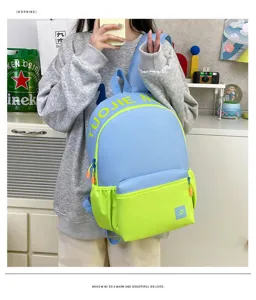 Sac à dos étudiant color block stylé, grande capacité sac d'école décontracté pour le quotidien.