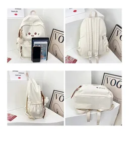 Cute cartoon canvas school backpack for teen girls casual travel lightweight daypack