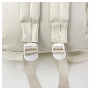 Backpack detail shot highlighting adjustable straps, durable nylon webbing, and secure buckles.