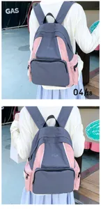 Stylish nylon school backpack for students, casual lightweight outdoor daypack for women.