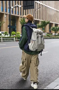 Casual large capacity grey backpack lightweight outdoor travel school bag for men and women
