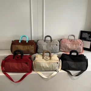 Large capacity travel duffel gym bag with wet dry separation for sports fitness business trip