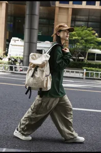 Casual large capacity backpack for outdoor travel, lightweight waterproof school bag details