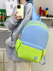 Sac à dos colorblock de grande capacité, sac d'école élégant pour étudiant, voyage quotidien.