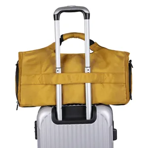 Large capacity travel duffel bag with trolley sleeve, waterproof gym sports bag for women men