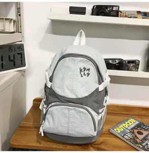 Zaino stile giapponese colorblock per donna e uomo, grande borsa per la scuola di viaggio casual.