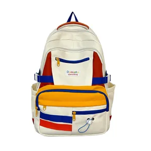 Zaino donna grande capacità stile coreano colorblock borsa da scuola casual per studenti