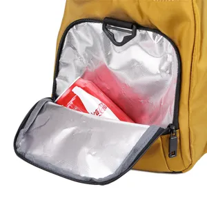 Yellow travel duffel bag with thermal lining, waterproof sports fitness gym bag for men and women.