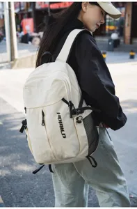 Grande zaino in tela per studenti, zainetto casual da viaggio all'aperto con tasche.